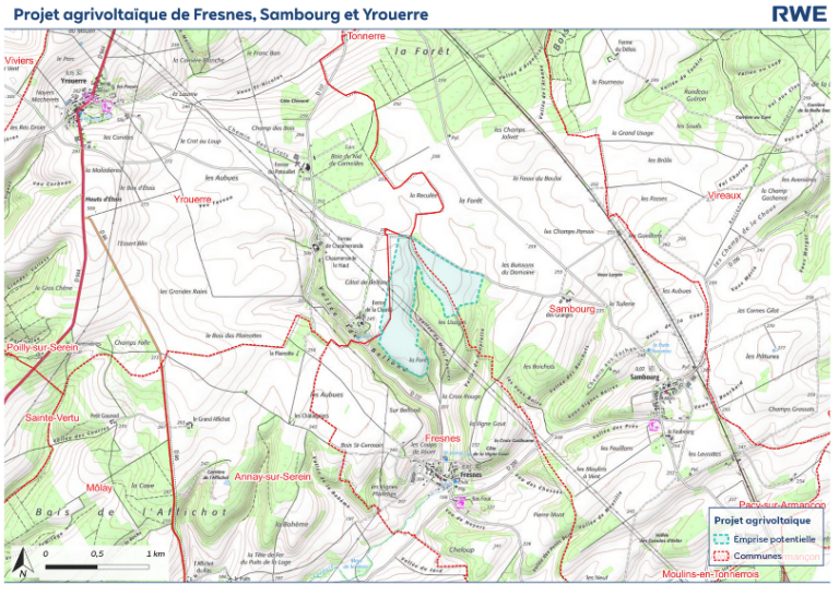 Carte de la zone d'implantation potentielle